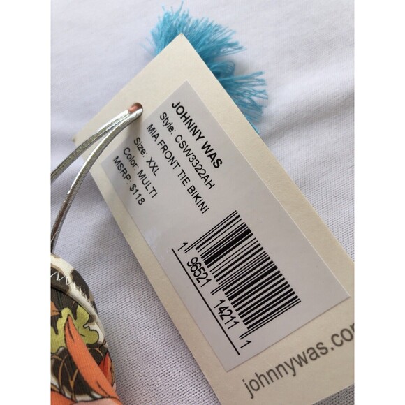 NWT Johnny Was Mia Front Tie Bikini Top Women's Size XXL - Picture 8 of 9